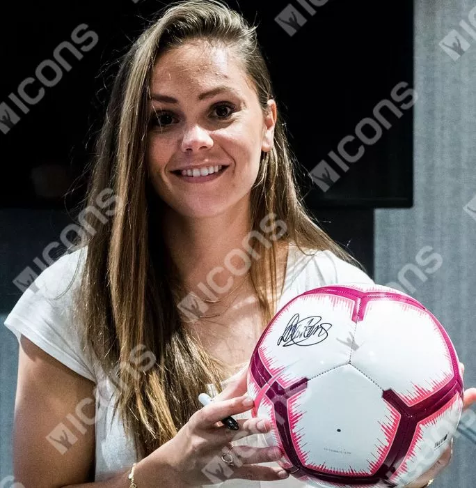 Icons Lieke Martens Official FC Barcelona Signed Nike Pitch Football In Acrylic Case