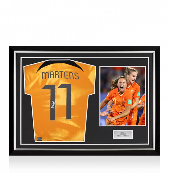 icons Lieke Martens Signed Netherlands 2022-23 Home Shirt In Hero Frame: Option 1