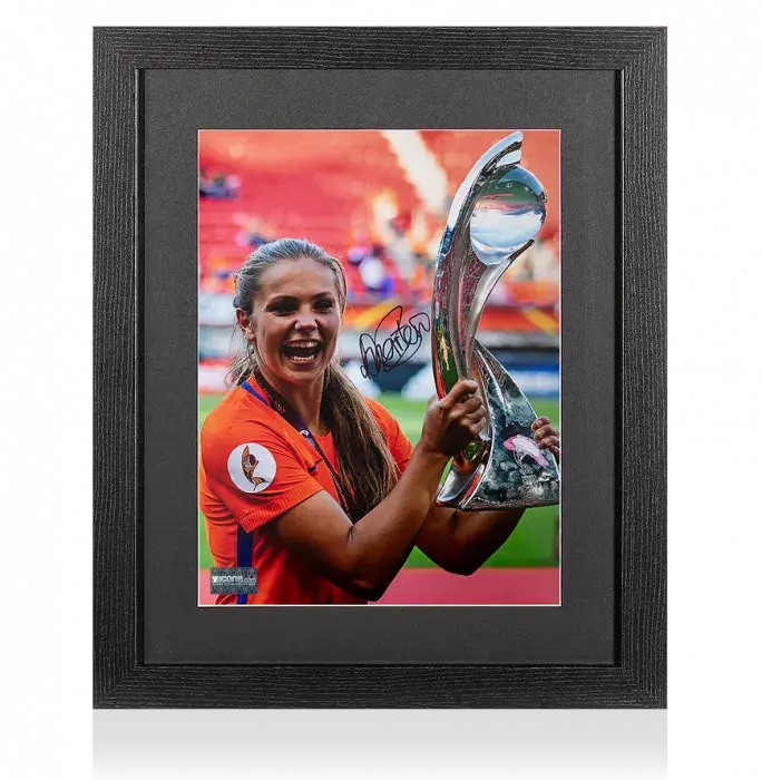 icons Lieke Martens Signed Netherlands Photo In Black Wooden Frame: UEFA Women’s EURO 2017 Winner