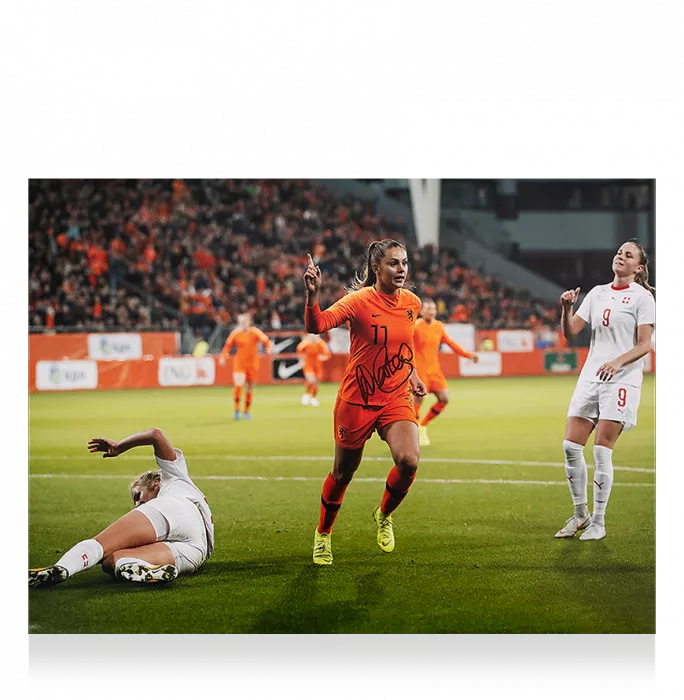 Icons Lieke Martens Signed Netherlands Photo In Premium Photo Frame: FIFA World Cup Qualifier Goal Vs Switzerland