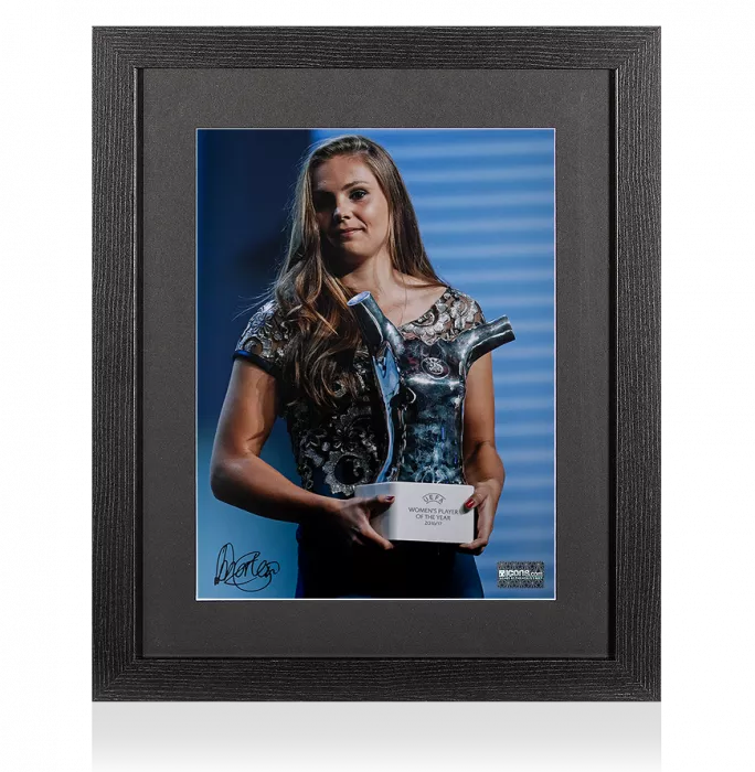 Icons Lieke Martens Signed Photo In Black Wooden Frame: UEFA Women's Player Of The Year 2016-17