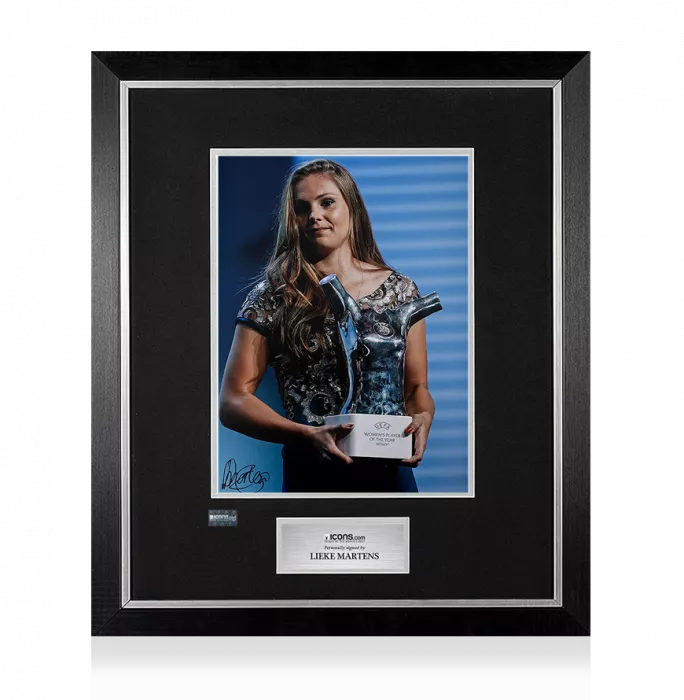 icons Lieke Martens Signed Photo In Premium Photo Frame: UEFA Women's Player of the Year 2016-17