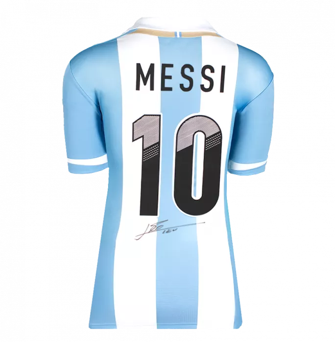 Icons Lionel Messi Back Signed Argentina 2011-13 Home Shirt In Hero Frame: Option 1
