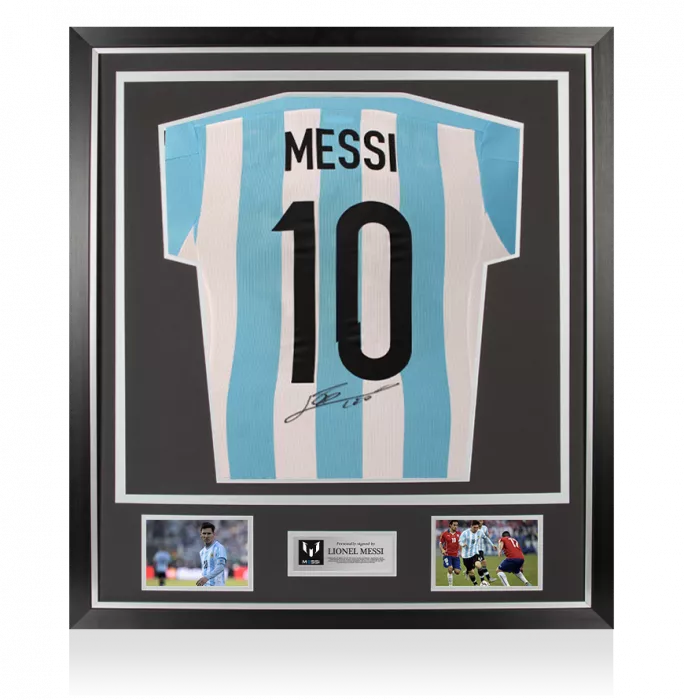 icons Lionel Messi Back Signed Argentina 2015-16 Home Shirt In Classic Frame