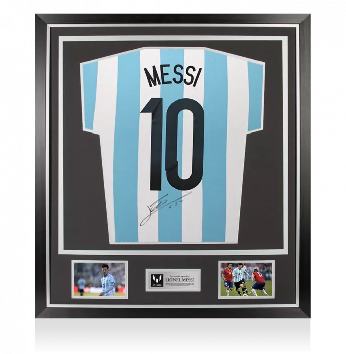 icons Lionel Messi Back Signed Argentina 2015 Home Shirt In Classic Frame