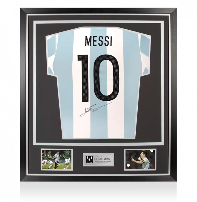 icons Lionel Messi Back Signed Argentina 2016-17 Home Shirt In Classic Frame