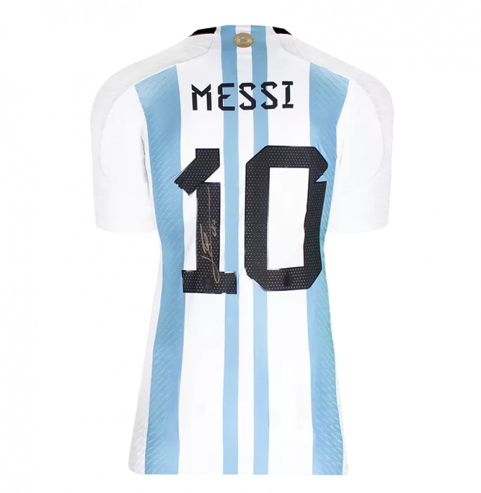 Icons Lionel Messi Back Signed Argentina 2022 Home Shirt - Manufactured In Argentina Edition In Hero Frame: Option 1