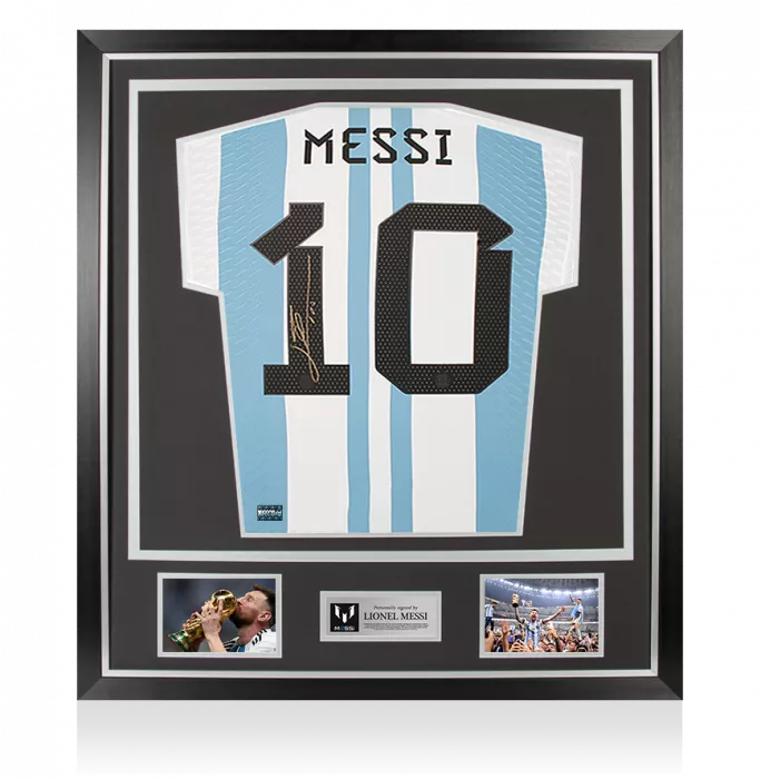 icons Lionel Messi Back Signed Argentina 2022 Home Shirt - Manufactured in Argentina Edition In Classic Frame