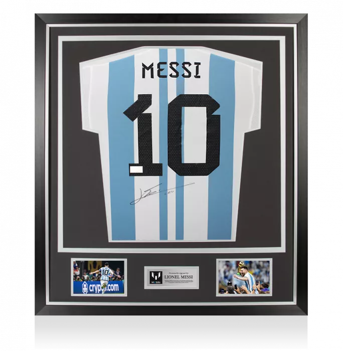 icons Lionel Messi Back Signed Argentina 2022 Home Shirt In Classic Frame