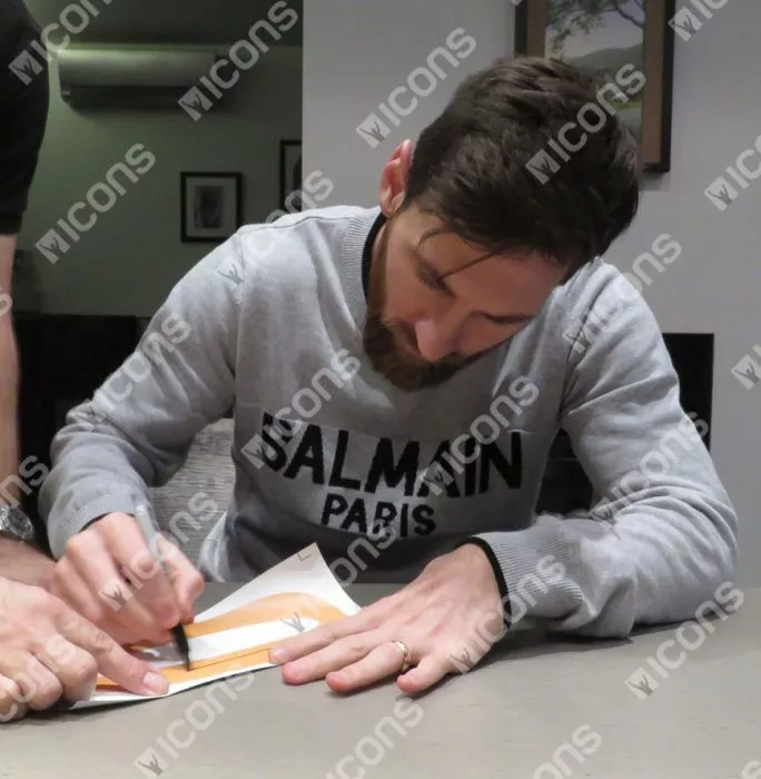 Icons Lionel Messi Back Signed FC Barcelona Home Shirt In Classic Frame: 400 La Liga Goals Special Edition