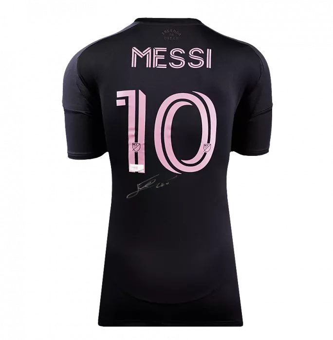 Icons Lionel Messi Back Signed Inter Miami CF 2025 Away Shirt In Hero Frame: Option 1