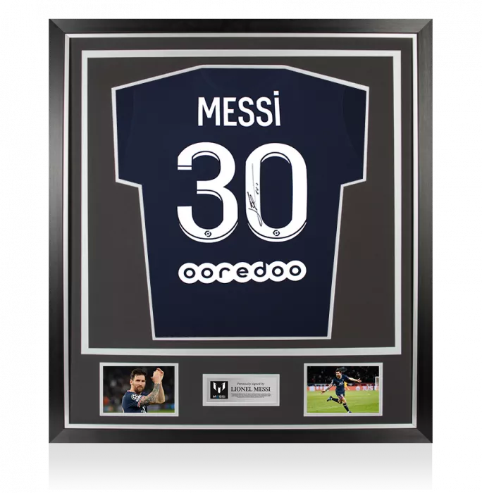 icons Lionel Messi Back Signed Paris Saint-Germain 2021-22 Home Shirt In Classic Frame