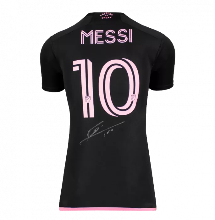 Icons Lionel Messi & David Beckham Signed Inter Miami CF Away Shirts In Classic Dual Frame