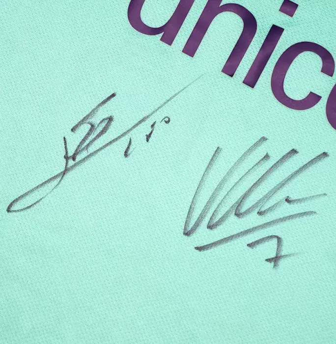 Icons Lionel Messi & David Villa Official UEFA Champions League Front Signed And Framed FC Barcelona 2010-11 Away Shirt