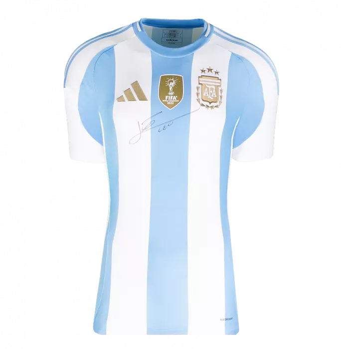Icons Lionel Messi Front Signed Argentina 2024-25 Home Shirt In Hero Frame: Copa America Edition