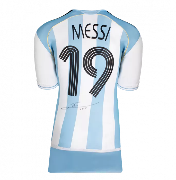 Icons Lionel Messi Official 2006 FIFA World Cup™ Back Signed And Framed Argentina 2005-07 Home Shirt