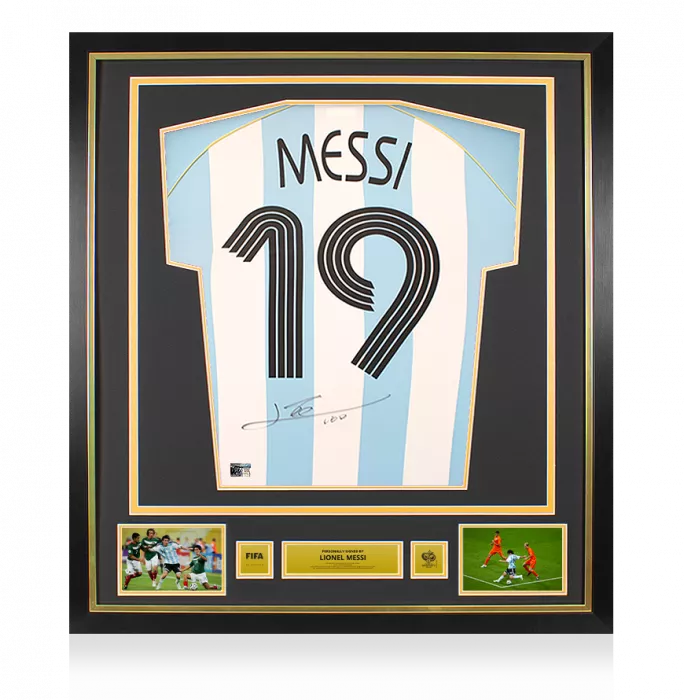 icons Lionel Messi Official 2006 FIFA World Cup™ Back Signed and Framed Argentina 2005-07 Home Shirt