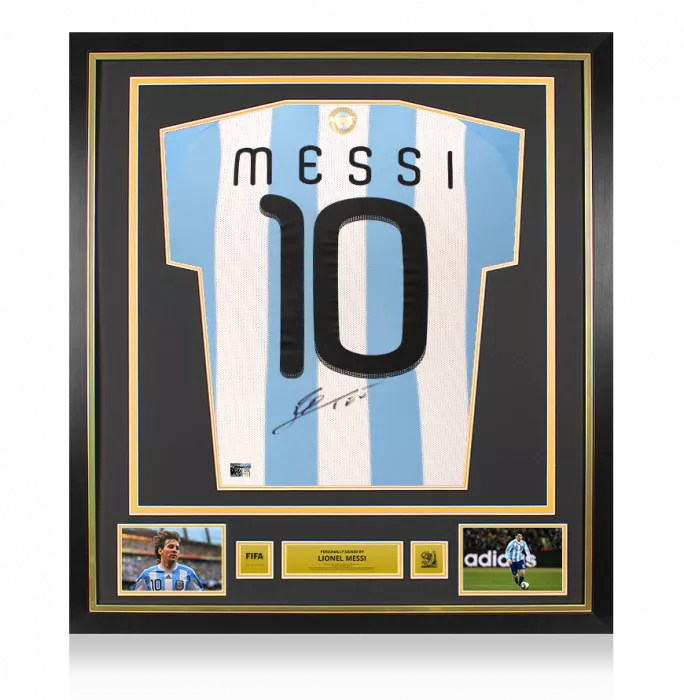 icons Lionel Messi Official 2010 FIFA World Cup™ Back Signed and Framed Argentina 2010-11 Home Shirt icons Lionel Messi Official 2010 FIFA World Cup™ Back Signed and Framed Argentina 2010-11 Home Shirt