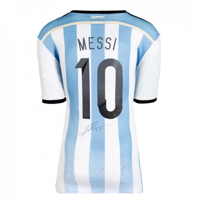 Icons Lionel Messi Official 2014 FIFA World Cup™ Back Signed And Hero Framed Argentina 2014-15 Home Shirt