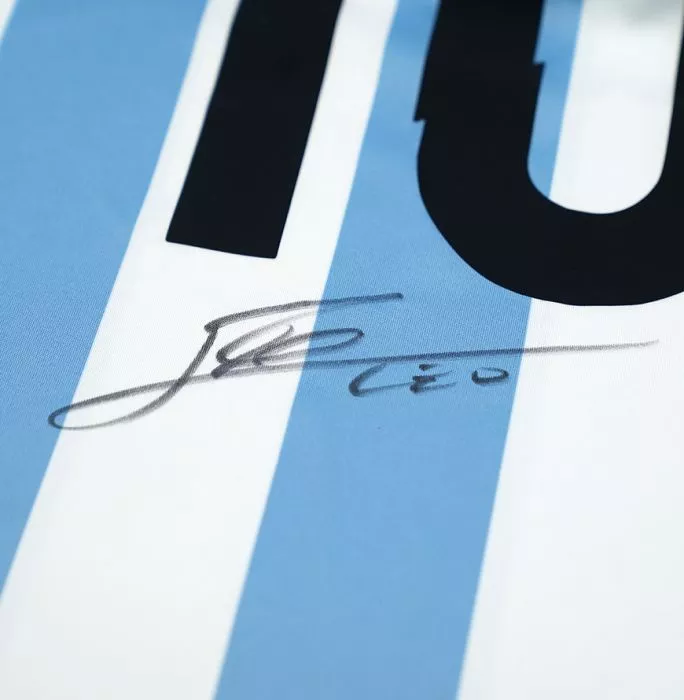 Icons Lionel Messi Official 2014 FIFA World Cup™ Back Signed And Framed Argentina 2014-15 Home Shirt