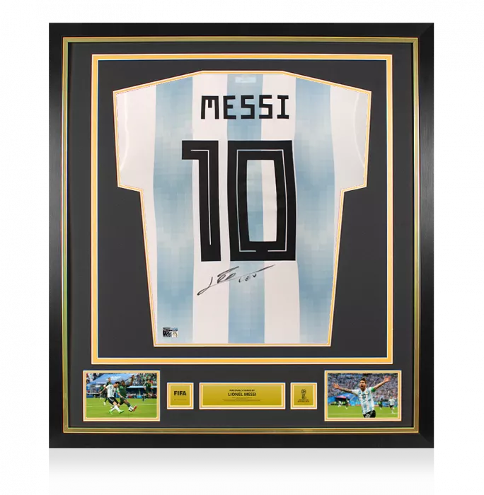 icons Lionel Messi Official 2018 FIFA World Cup™ Back Signed and Framed Argentina 2018-19 Home Shirt