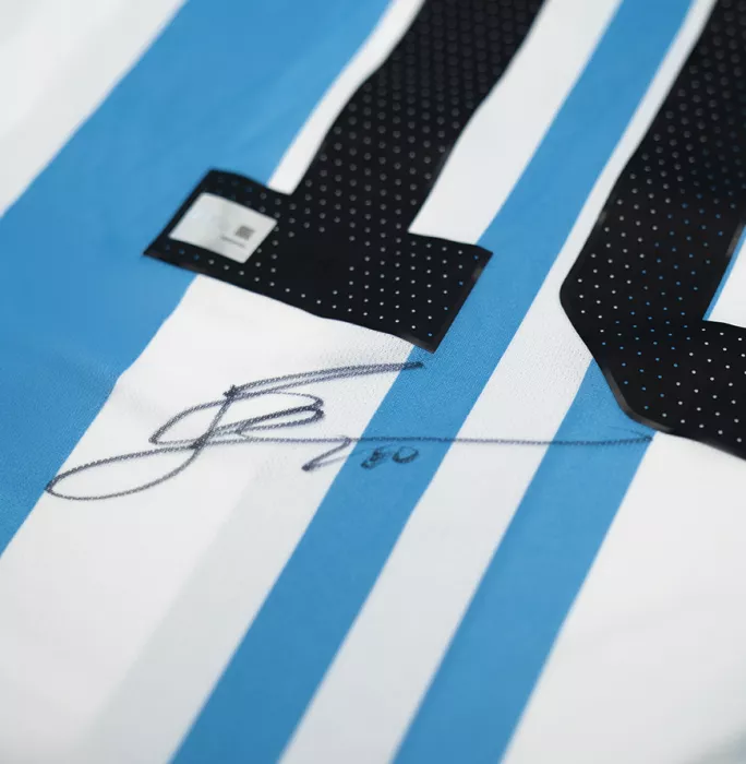 Icons Lionel Messi Official 2022 FIFA World Cup™ Back Signed And Framed Argentina 2022 Home Shirt: 2022 FIFA World Cup Winning Captain Edition