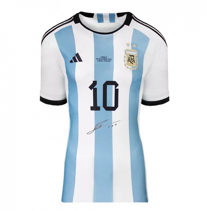 Icons Lionel Messi Official 2022 FIFA World Cup™ Front Signed And Framed Argentina 2022 Home Shirt