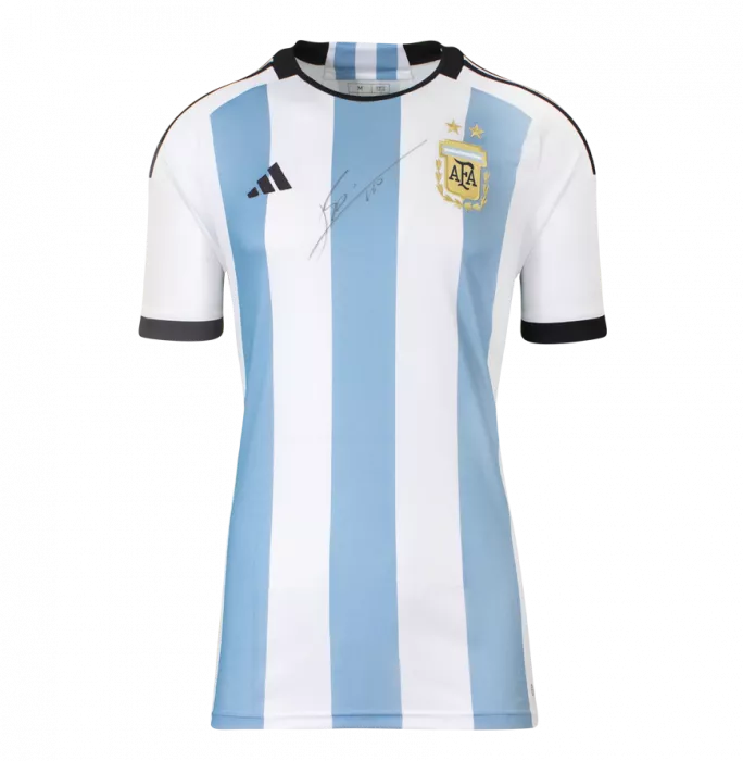 Icons Lionel Messi Official 2022 FIFA World Cup™ Front Signed And Hero Framed Argentina 2022-23 Home Shirt