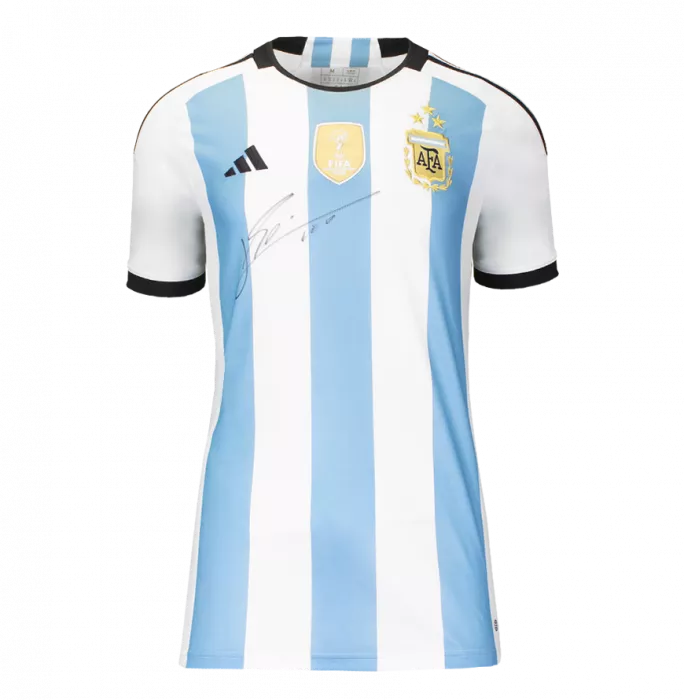 Icons Lionel Messi Official 2022 FIFA World Cup™ Front Signed And Framed Argentina 2022-23 Home Shirt