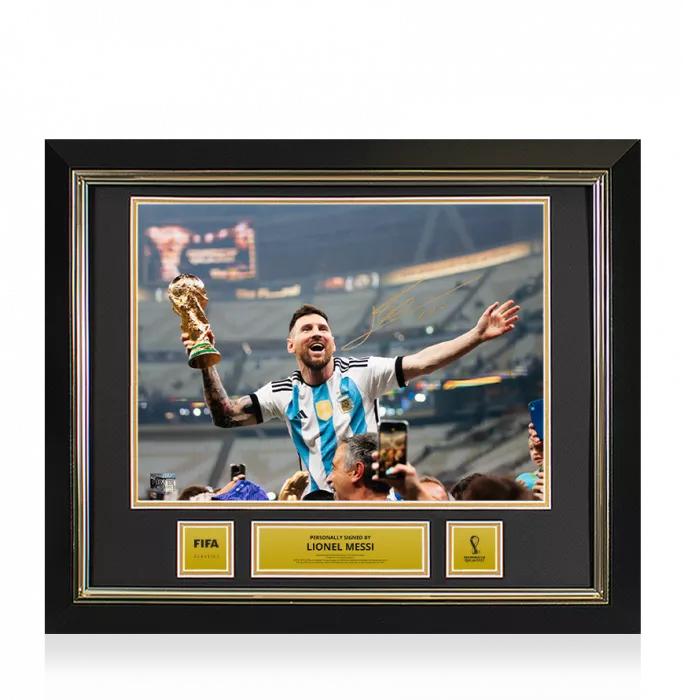 icons Lionel Messi Official 2022 FIFA World Cup™ Signed and Framed Argentina Photo: 2022 FIFA World Cup Winner