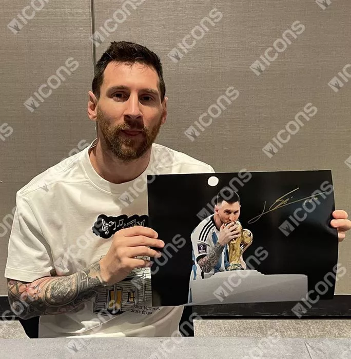 Icons Lionel Messi Official 2022 FIFA World Cup™ Signed And Framed Argentina Photo: 2022 Winner