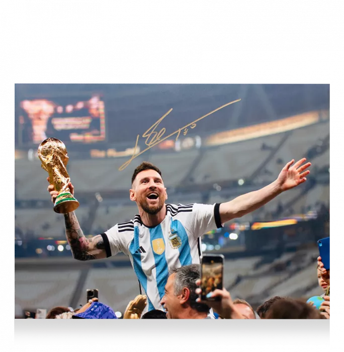 Icons Lionel Messi Official 2022 FIFA World Cup™ Signed And Framed Argentina Photo: 2022 Winner
