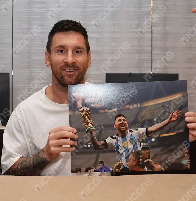 Icons Lionel Messi Official 2022 FIFA World Cup™ Signed And Framed Argentina Photo: 2022 Winner