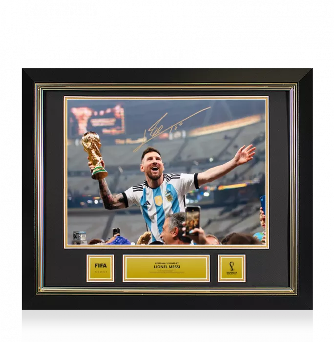 icons Lionel Messi Official 2022 FIFA World Cup™ Signed and Framed Argentina Photo: 2022 Winner
