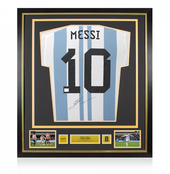 icons Lionel Messi Official 2026 FIFA World Cup™ Back Signed and Framed Argentina 2022 Home Shirt