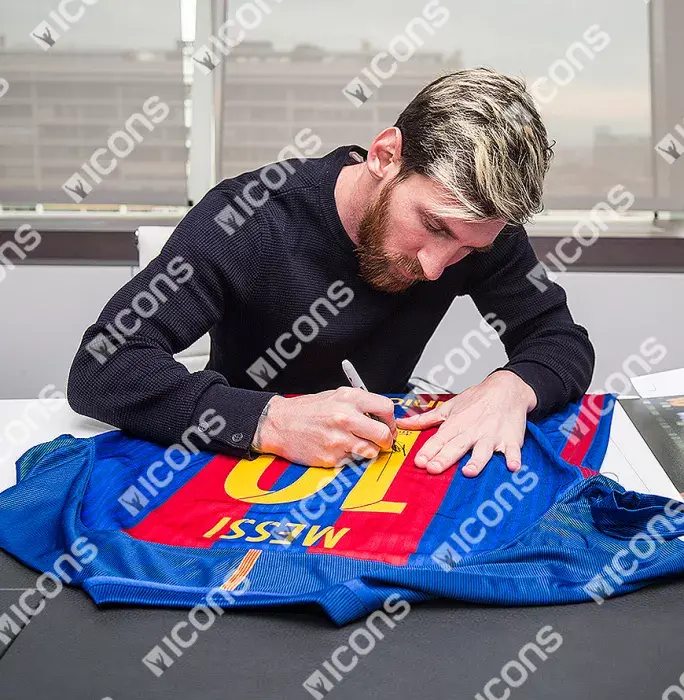 Icons Lionel Messi Official Back Signed And Framed Barcelona 2016-17 Home Shirt