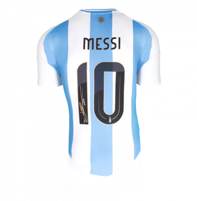 Icons Lionel Messi Official Back Signed Argentina 2024-25 Home Shirt In Hero Frame: Copa América Edition