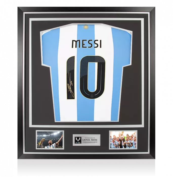 icons Lionel Messi Official Back Signed Argentina 2024-25 Home Shirt In Classic Frame