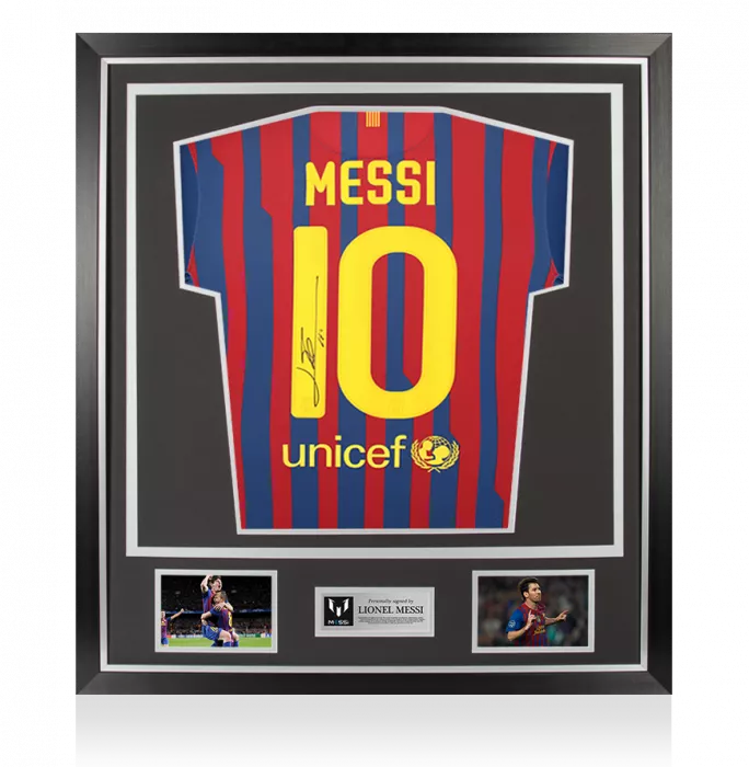 icons Lionel Messi Official Back Signed FC Barcelona 2011-12 Home Shirt In Classic Frame