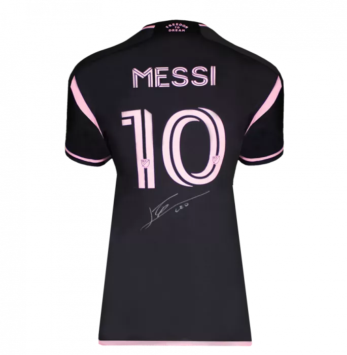 Icons Lionel Messi Official Back Signed Inter Miami CF 2022-23 Away Shirt In Hero Frame: Option 1