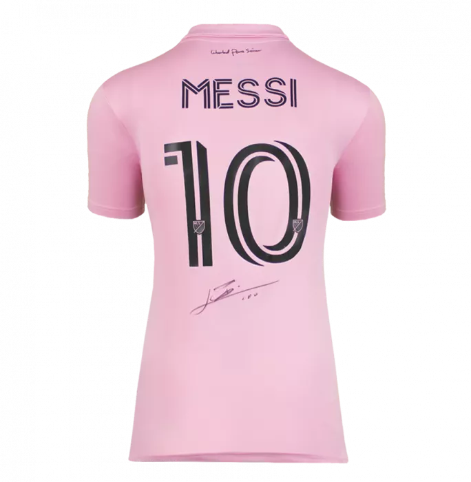 Icons Lionel Messi Official Back Signed Inter Miami CF 2022-23 Home Shirt In Hero Frame: Option 1