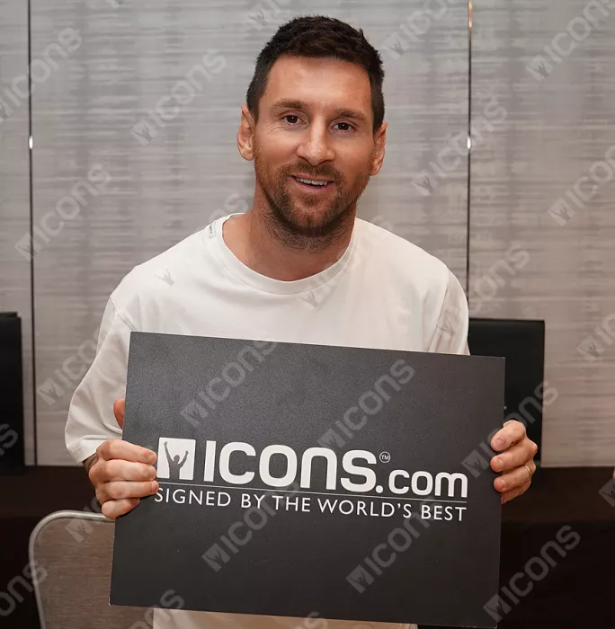 Icons Lionel Messi Official Back Signed Inter Miami CF 2022-23 Home Shirt In Hero Frame: Option 1