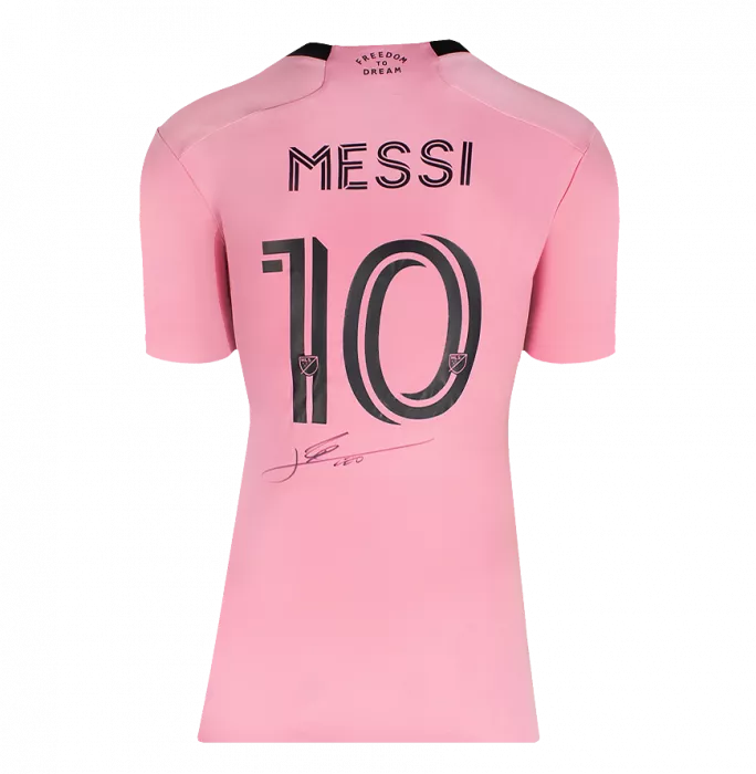 Icons Lionel Messi Official Ballon D'Or™ Back Signed And Hero Framed Inter Miami CF 2024-25 Home Shirt