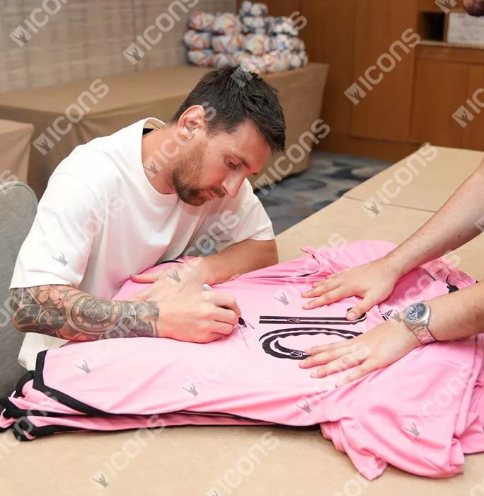 Icons Lionel Messi Official Ballon D'Or™ Back Signed And Hero Framed Inter Miami CF 2024-25 Home Shirt