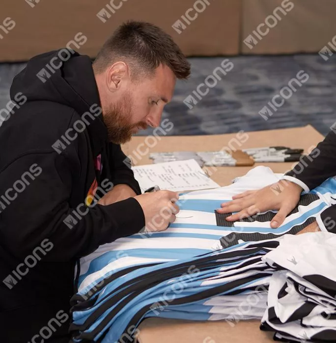 Icons Lionel Messi Official Ballon D'Or™ Back Signed And Hero Framed Argentina 2022 Home Shirt