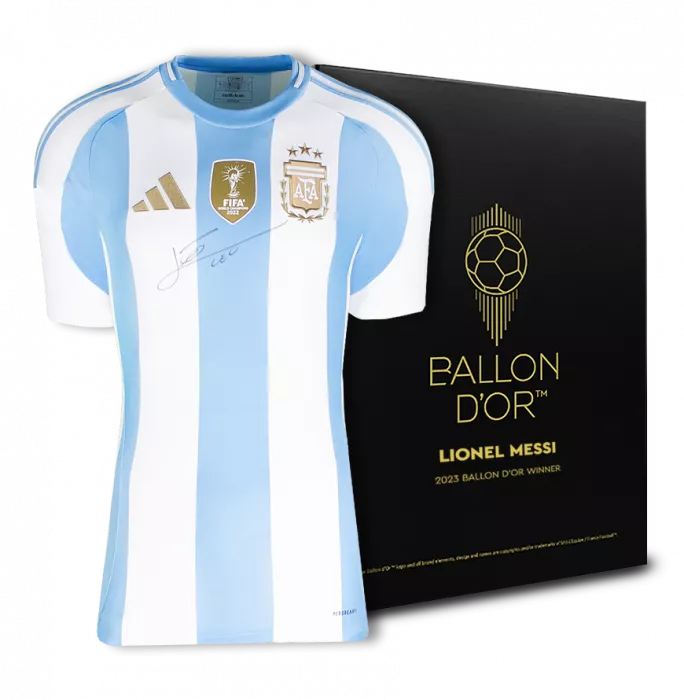 icons Lionel Messi Official Ballon d'Or™ Front Signed Argentina 2024-25 Home Shirt: 2023 Winner's Pack