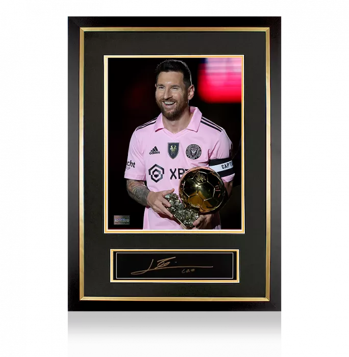 icons Lionel Messi Official Ballon d'Or™ Signed Plaque and Photo Frame: 2023 Winner