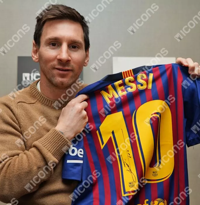 Icons Lionel Messi Official FC Barcelona Back Signed 2018-19 Home Shirt