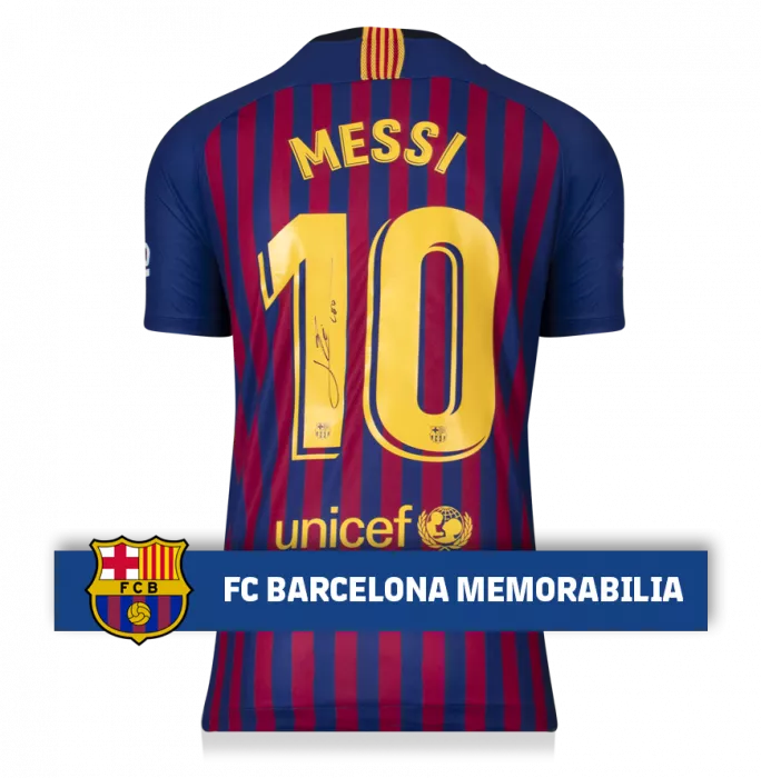 Icons Lionel Messi Official FC Barcelona Back Signed 2018-19 Home Shirt