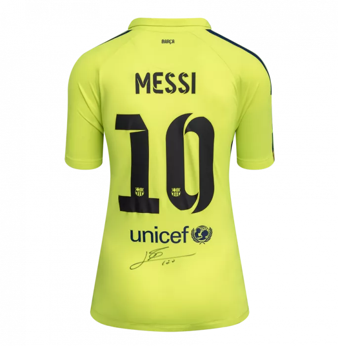 Icons Lionel Messi Official FC Barcelona Back Signed And Framed 2014-15 Third Shirt